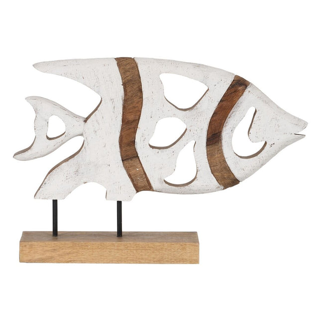 Skulptur Fisch Weiß Beige 45,5 x 9 x 32,5 cm