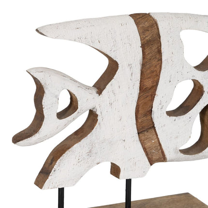Skulptur Fisch Weiß Beige 45,5 x 9 x 32,5 cm