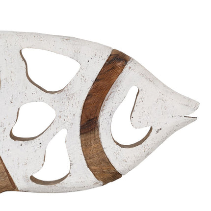 Skulptur Fisch Weiß Beige 45,5 x 9 x 32,5 cm