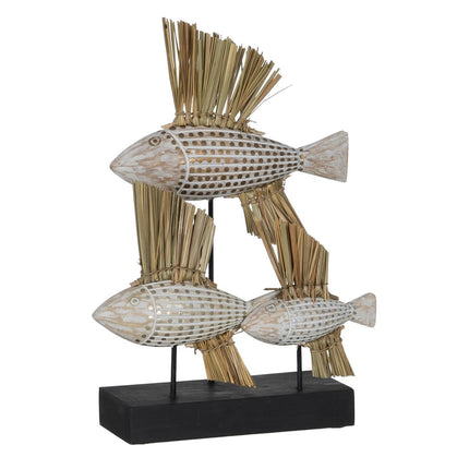 Deko-Figur Weiß Braun natürlich Fische 30 x 10 x 40 cm