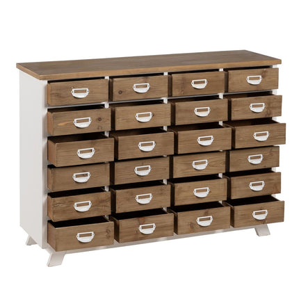 Schubladenschrank Weiß Beige Eisen Tannenholz 120,5 x 35 x 88 cm