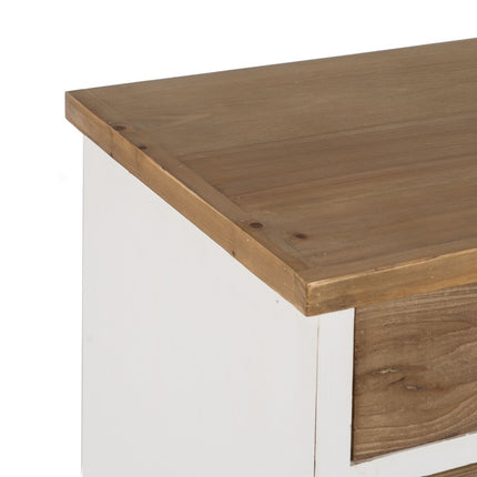 Schubladenschrank Weiß Beige Eisen Tannenholz 120,5 x 35 x 88 cm