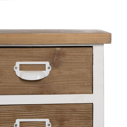 Schubladenschrank Weiß Beige Eisen Tannenholz 120,5 x 35 x 88 cm