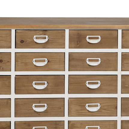 Schubladenschrank Weiß Beige Eisen Tannenholz 120,5 x 35 x 88 cm