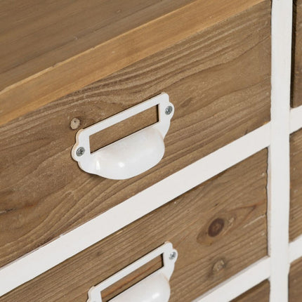 Schubladenschrank Weiß Beige Eisen Tannenholz 120,5 x 35 x 88 cm