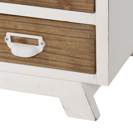 Schubladenschrank Weiß Beige Eisen Tannenholz 120,5 x 35 x 88 cm
