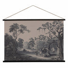 Wanddekoration Wandbehang Schwarz Taupe Hanf Tannenholz Stoff 124 x 1,7 x 86 cm