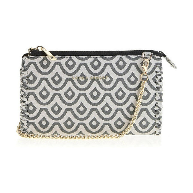 Damen Tasche Laura Ashley A35-C03-MONOGRAM-WHITE-BLACK Grau