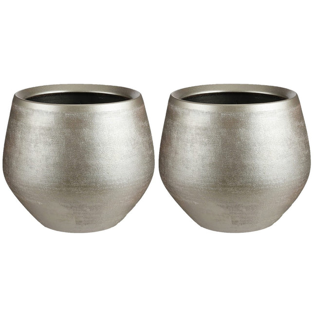 Blumentopf Mica Decorations Douro rund aus Keramik Gold (Ø 29 x 25 cm)