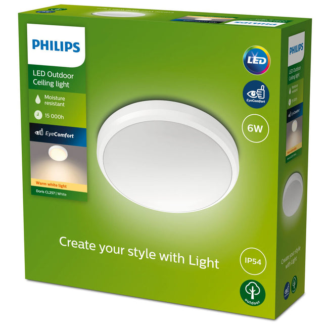 LED-Deckenleuchte Philips Doris Weiß 6 W (2700 K)