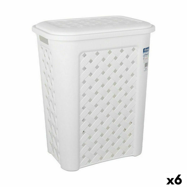 Wäschekorb Tontarelli Arianna mit Deckel Weiß 37,5 x 27,5 x 47 cm (6 Stück)