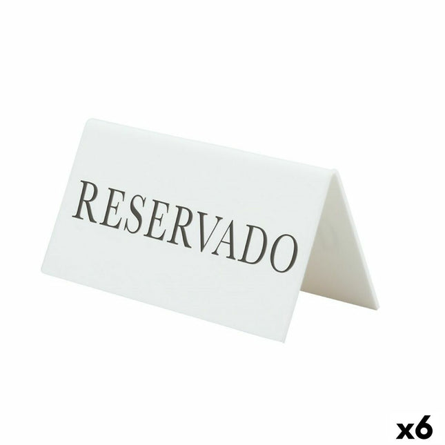 Schild Securit Reservado Desktop Weiß 5 x 10 x 4,5 cm 5 Stück