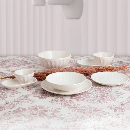 Salatschüssel Bidasoa Romantic Ivory aus Keramik Weiß (Ø 21 cm) (5 Stück)