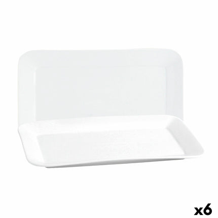 Kochschüssel Quid Basic rechteckig aus Keramik Weiß (6 Stück) (31 x 18 cm)