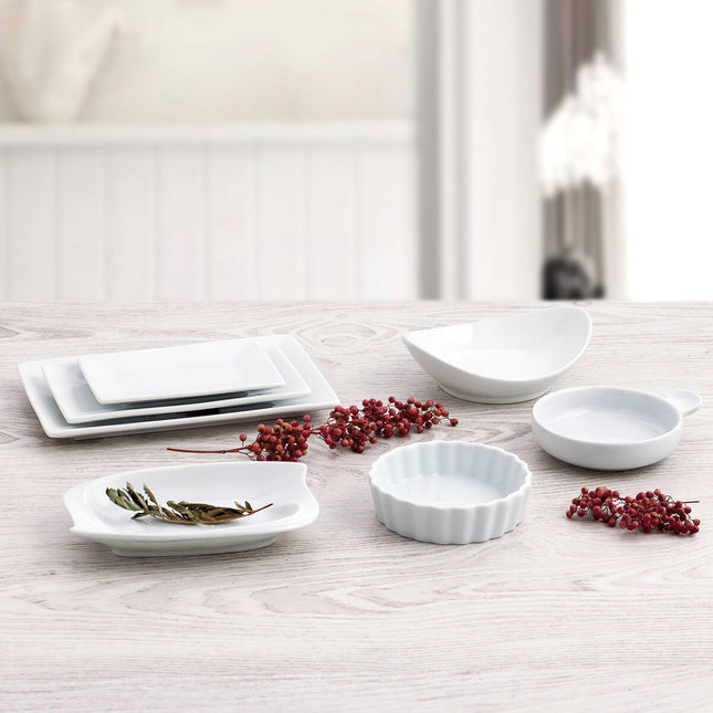 Flad plade Quid Gastro Fun 29,5 x 11 x 3 cm aus Keramik Weiß (6 Stück)