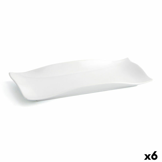 Flad plade Quid Gastro Fun 29,5 x 11 x 3 cm aus Keramik Weiß (6 Stück)