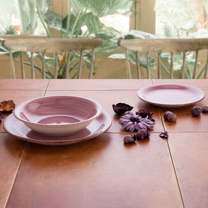 Suppenteller Quid Peoni Vita aus Keramik Rosa (ø 21,5 cm) (12 Stück)