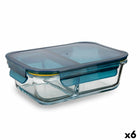 Lunchbox mit Fächern Quid Astral Blau Glas (520 ml + 350 ml) (6 Stück)