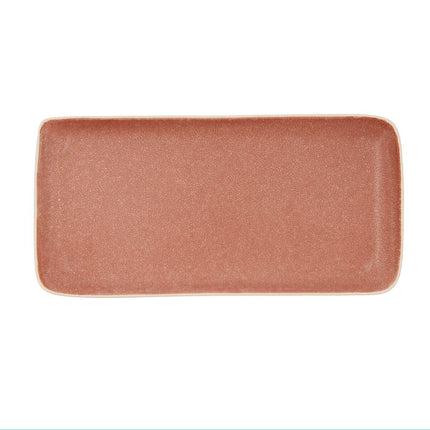 Tablett für Snacks Bidasoa Gio rechteckig 28 x 14 cm aus Keramik Braun (4 Stück)