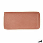 Tablett für Snacks Bidasoa Gio rechteckig 28 x 14 cm aus Keramik Braun (4 Stück)