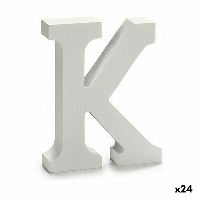 Buchstabe K Holz Weiß (2 x 16 x 14,5 cm) (24 Stück)