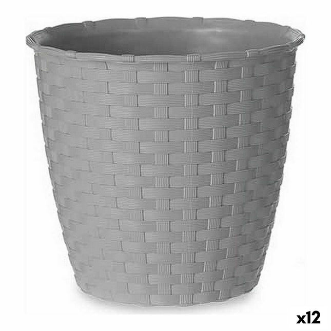 Blumentopf Grau Kunststoff (14 x 13 x 14 cm) (12 Stück)