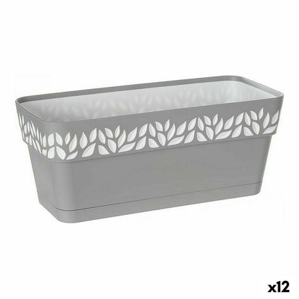 Selbstbewässerndes Pflanzgefäß Cloe Grau Weiß Kunststoff (13,3 x 12,3 x 29,3 cm) (12 Stück)
