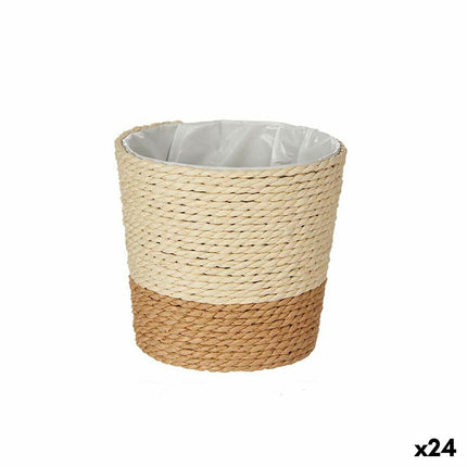Blumentopf Braun natürlich Schnur Kunststoff 11 x 10,5 x 11 cm (24 Stück)