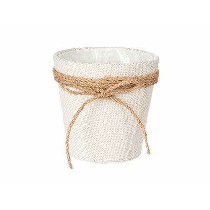 Blumentopf Schleife Stoff Weiß Kunststoff (14 x 14 x 14 cm) (24 Stück)