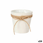 Blumentopf Schleife Stoff Weiß Kunststoff (14 x 14 x 14 cm) (24 Stück)