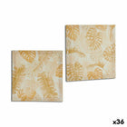 Leinwand Pflanzenblatt Gold 28 x 28 x 1,5 cm (36 Stück)