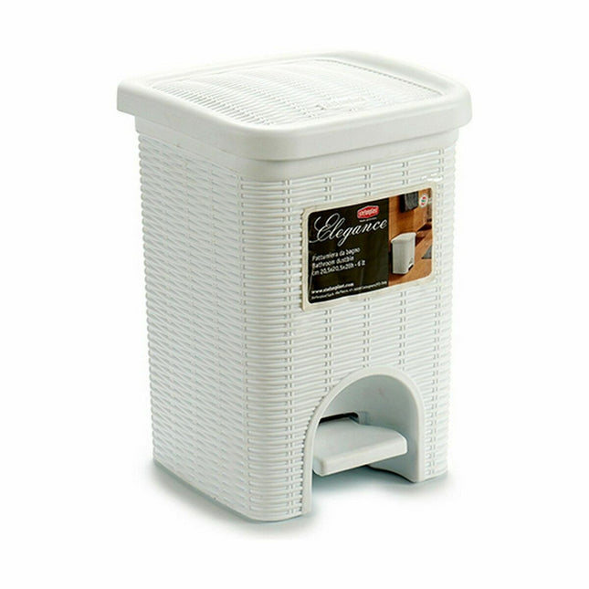 Papierkorb mit Pedal Stefanplast Elegance Weiß Schwarz Kunststoff 6 L 20,5 x 27,5 x 20,5 cm (6 Stück)