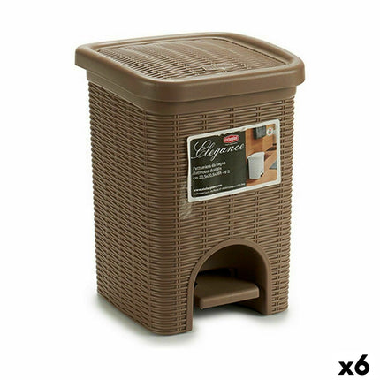 Papierkorb mit Pedal Stefanplast Elegance Schwarz Beige Kunststoff 6 L 20,5 x 28 x 20,5 cm (6 Stück)