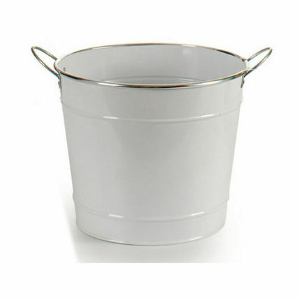 Blumentopf Würfel Weiß Silberfarben Zink 34,8 x 23 x 27,8 cm (12 Stück)