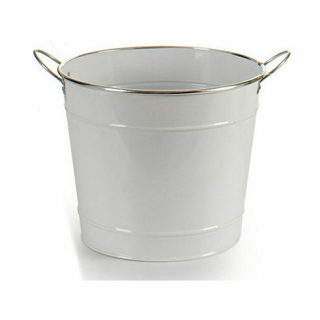 Blumentopf Würfel Weiß Silberfarben Zink 34,8 x 23 x 27,8 cm (12 Stück)