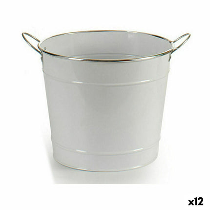 Blumentopf Würfel Weiß Silberfarben Zink 34,8 x 23 x 27,8 cm (12 Stück)