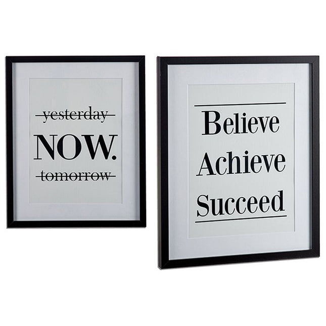 Bild Now Believe Weiß Holz Glas 3 x 53 x 42,5 cm (6 Stück)
