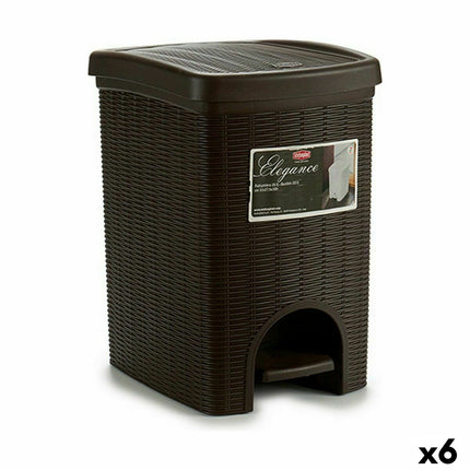 Papierkorb mit Pedal Stefanplast Elegance Braun Kunststoff 20 L 27,5 x 38,5 x 31 cm (6 Stück)