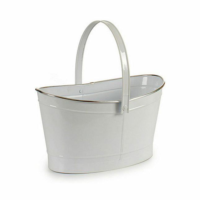 Blumentopf Korb Weiß Silberfarben Zink 21,5 x 35 x 35,7 cm (12 Stück)