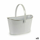 Blumentopf Korb Weiß Silberfarben Zink 21,5 x 35 x 35,7 cm (12 Stück)