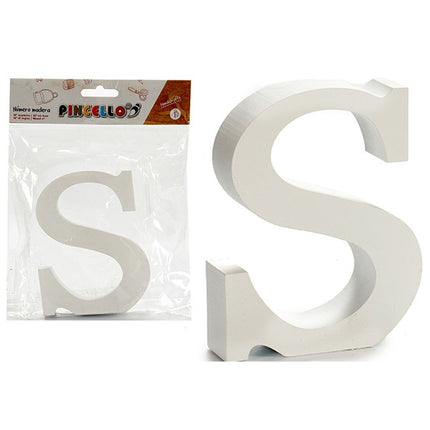 Buchstabe S Weiß Holz 2 x 16 x 14,5 cm (24 Stück)