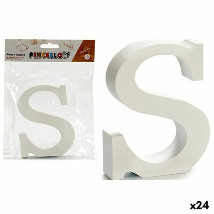 Buchstabe S Weiß Holz 2 x 16 x 14,5 cm (24 Stück)