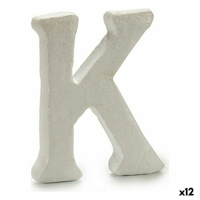 Buchstabe K Weiß polystyrol 1 x 15 x 13,5 cm (12 Stück)