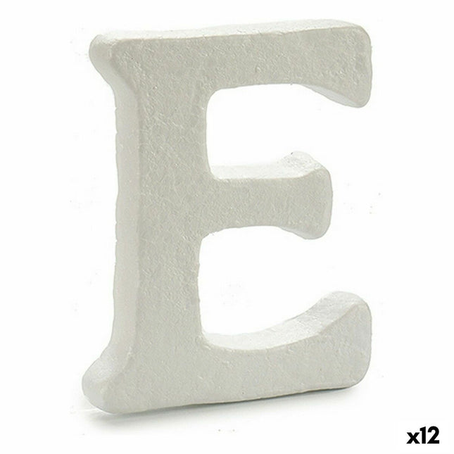 Buchstabe E Weiß polystyrol 1 x 15 x 13,5 cm (12 Stück)