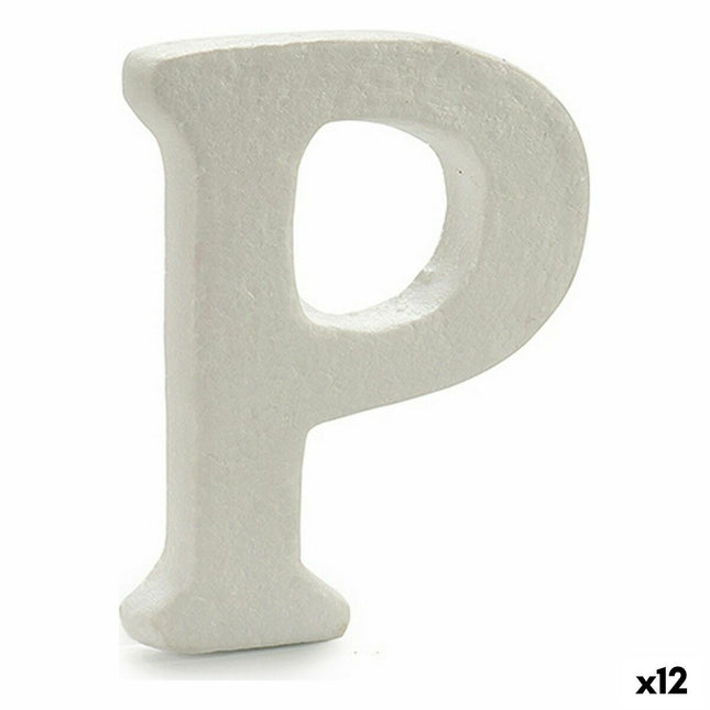 Buchstabe P Weiß polystyrol 1 x 15 x 13,5 cm (12 Stück)