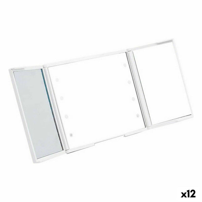 Taschenspiegel Weiß LED Leicht 1,5 x 9,5 x 11,5 cm (12 Stück)