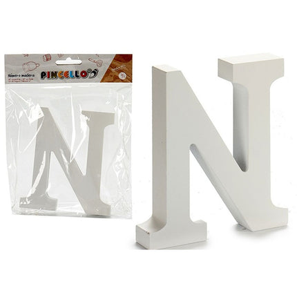 Buchstabe N Weiß Holz 2 x 16 x 14,5 cm (24 Stück)