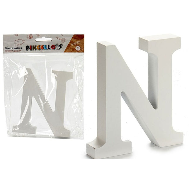 Buchstabe N Weiß Holz 2 x 16 x 14,5 cm (24 Stück)
