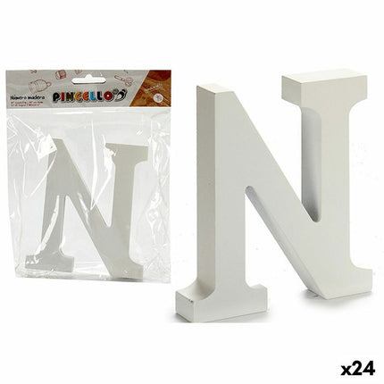 Buchstabe N Weiß Holz 2 x 16 x 14,5 cm (24 Stück)