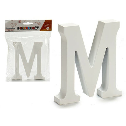 Buchstabe M Weiß Holz 2 x 16 x 14,5 cm (24 Stück)